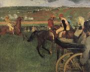 Edgar Degas On the race place Jockeys next to a carriage Spain oil painting reproduction